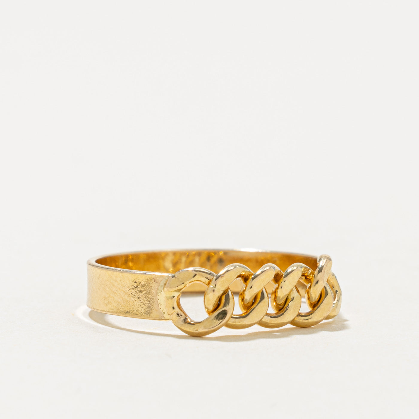 18k Yellow Gold Curb Link Chain Ring | SZ 6.75