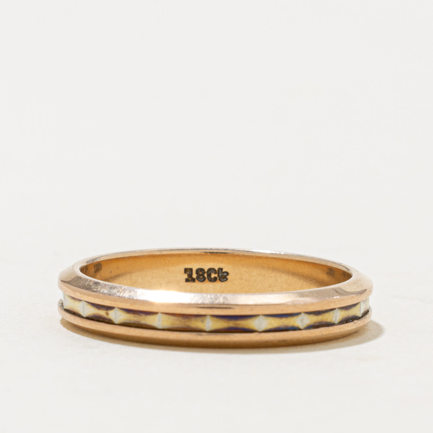 18k Rose & White Gold Geometric Band | 3.65mm | SZ 8