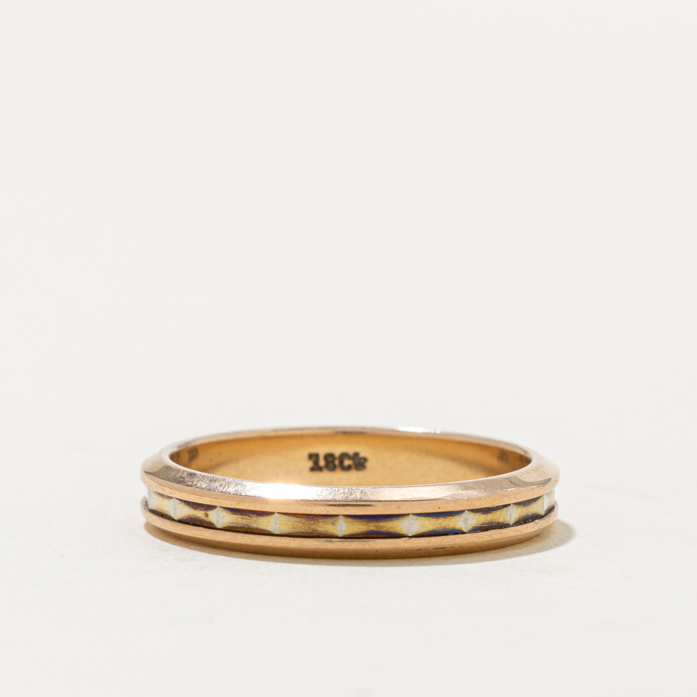 18k Rose & White Gold Geometric Band | 3.65mm | SZ 8