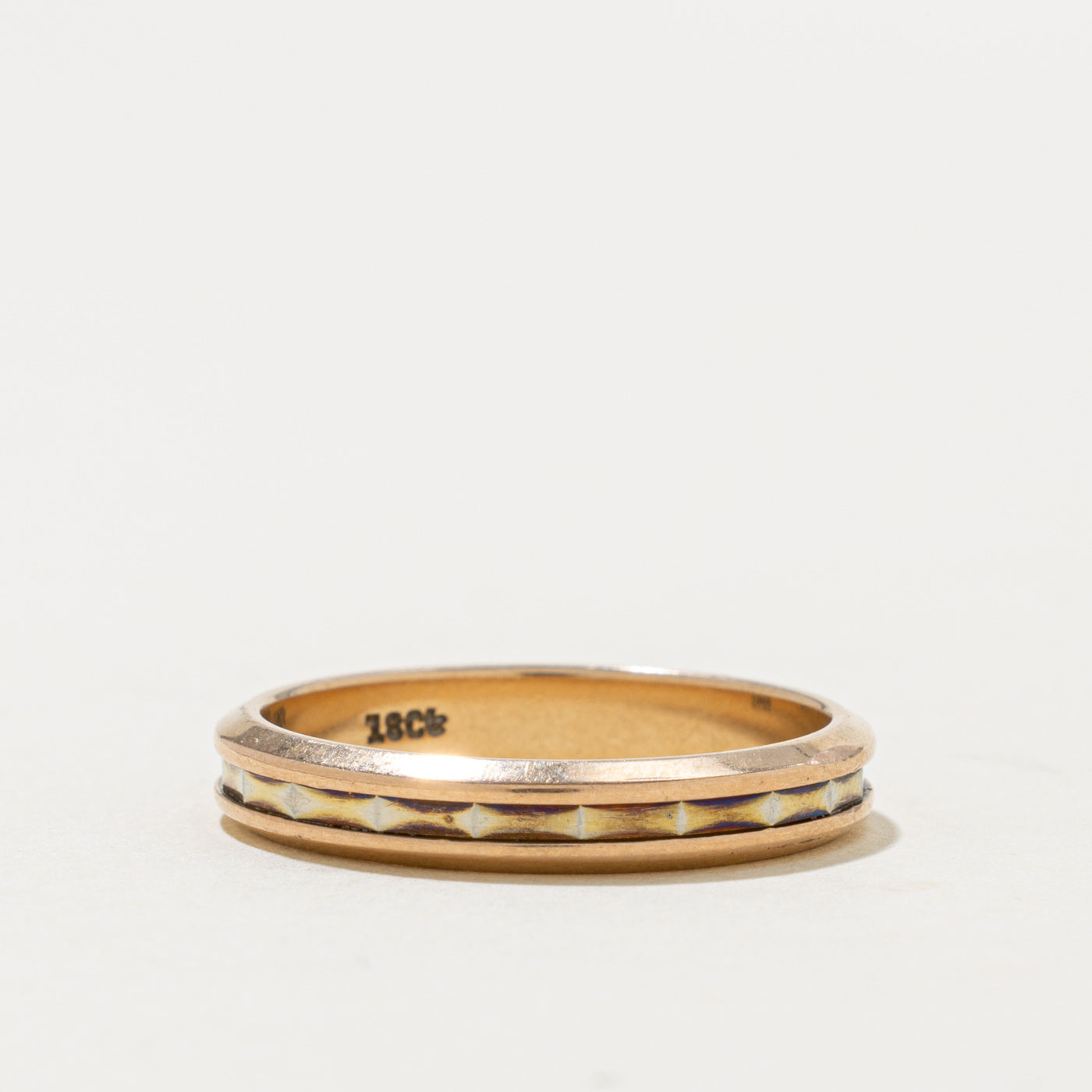 18k Rose & White Gold Geometric Band | 3.65mm | SZ 8