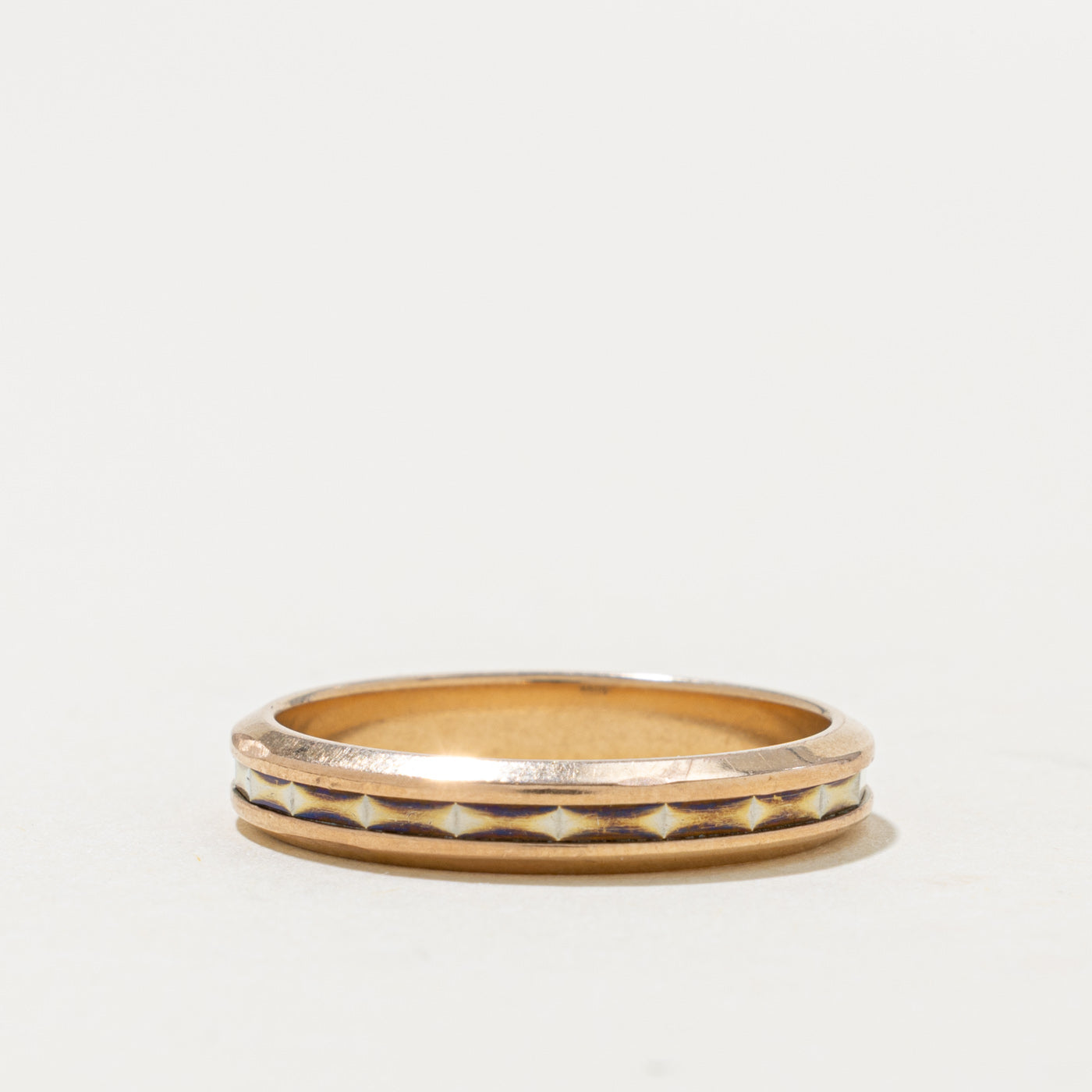 18k Rose & White Gold Geometric Band | 3.65mm | SZ 8