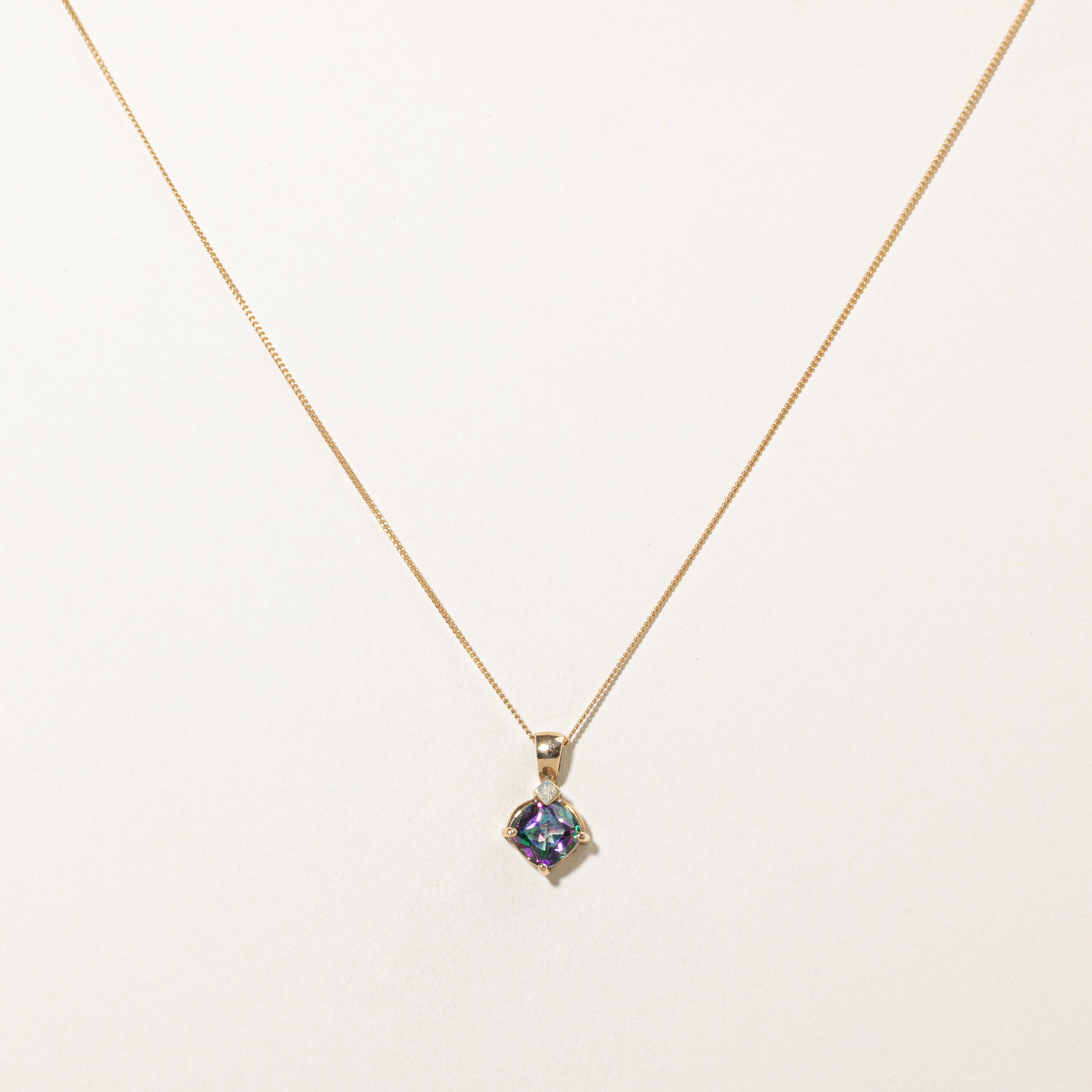 Cushion Cut Mystic Topaz Pendant Necklace | 1.50ct | 18"