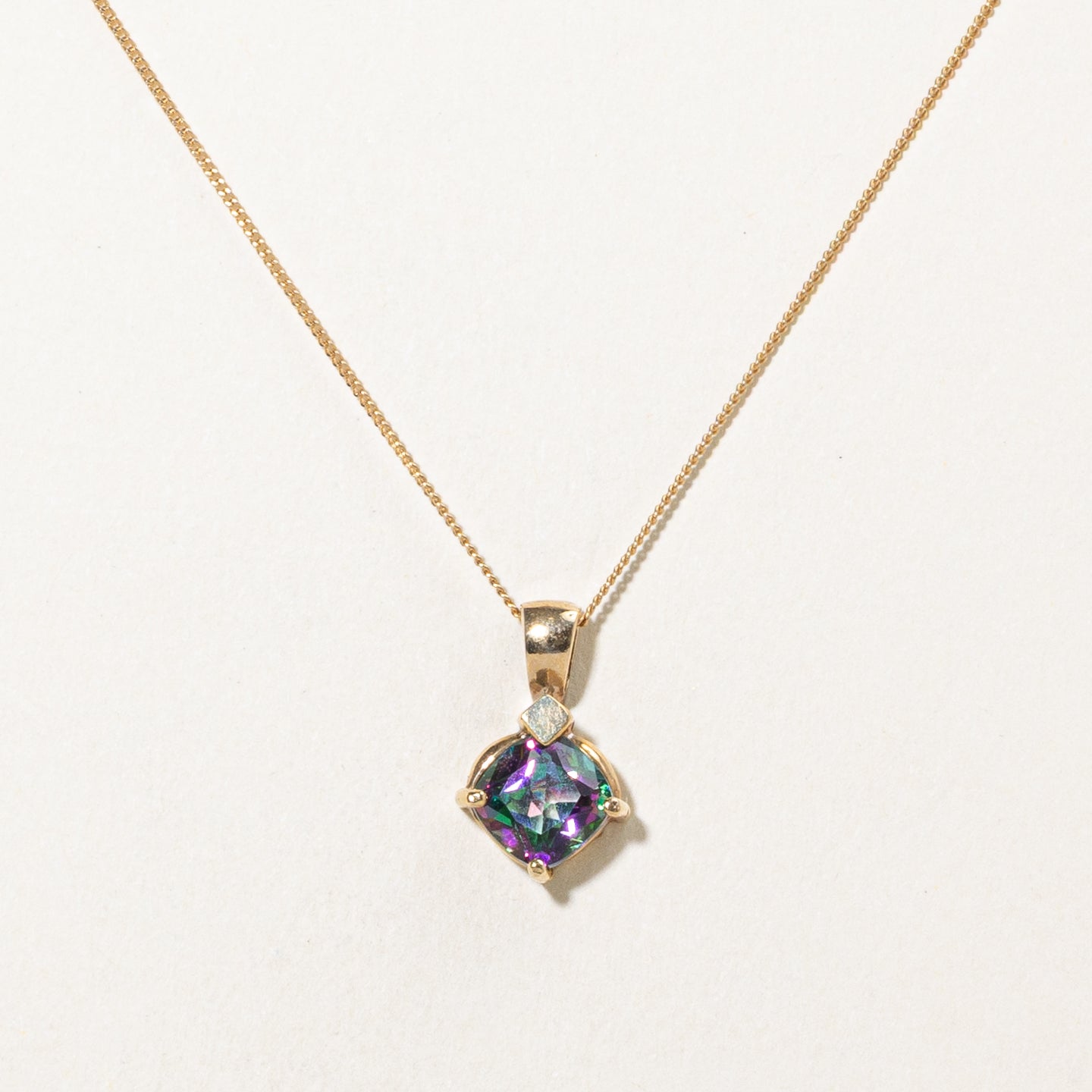 Cushion Cut Mystic Topaz Pendant Necklace | 1.50ct | 18"