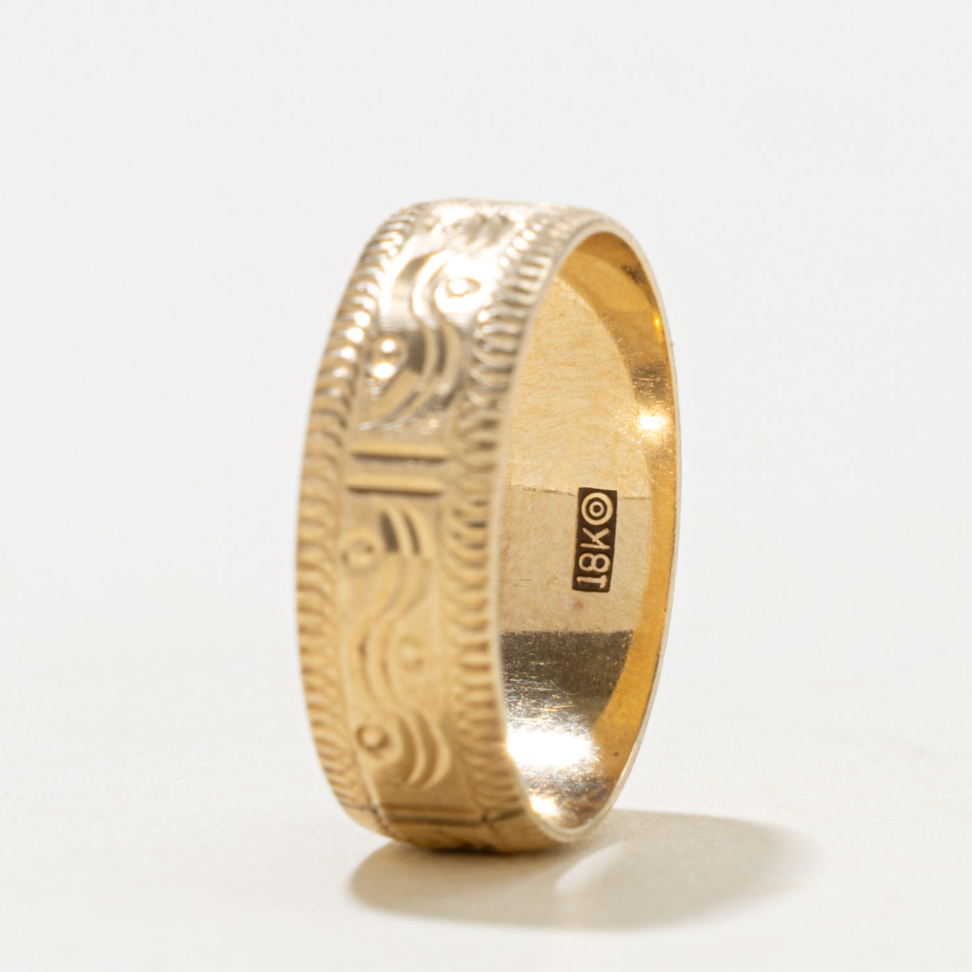 18k Yellow Gold Engraved Scrollwork Band | 5.80mm | SZ 6.25
