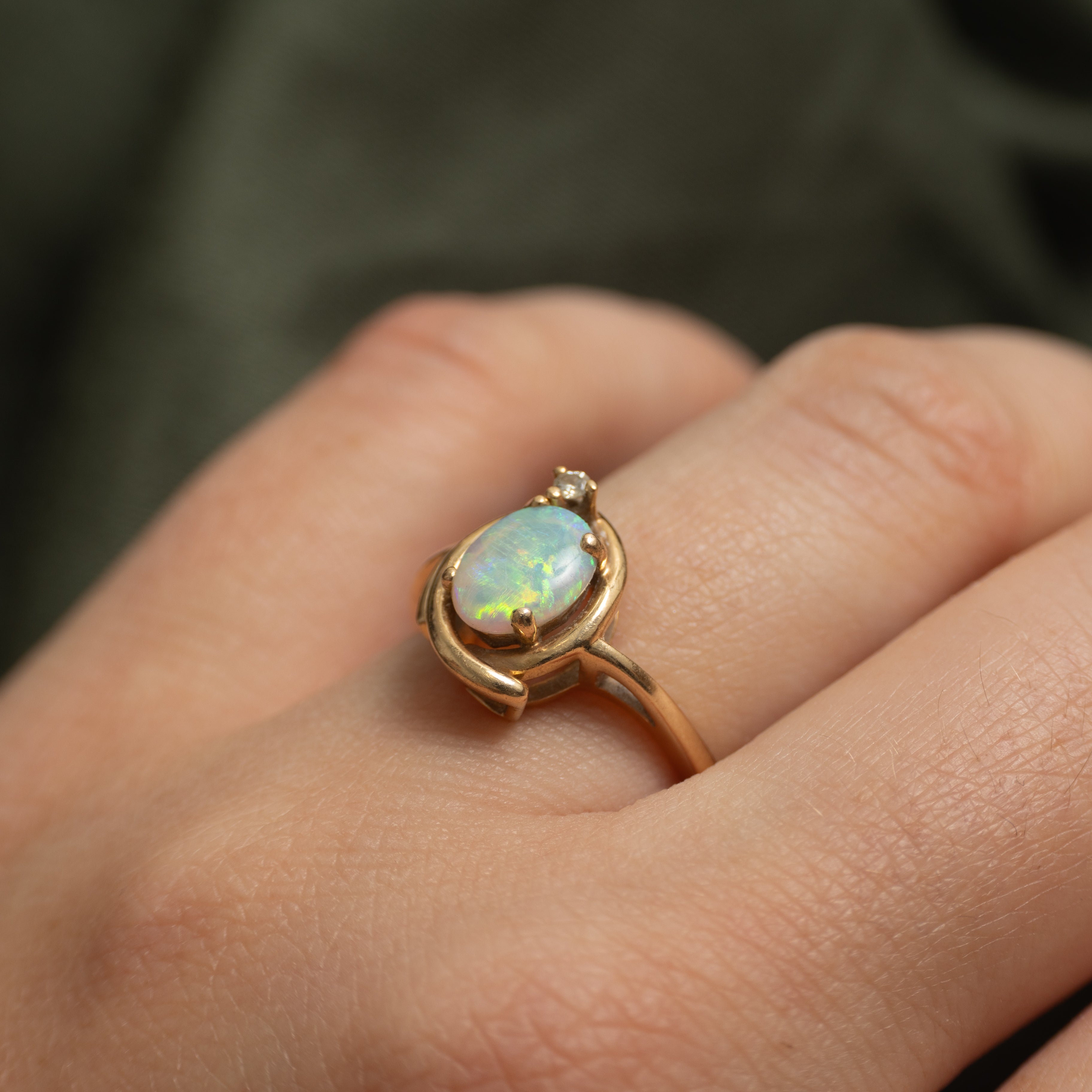 Cabochon Opal & Diamond Ring | 0.50ct, 0.02ct | SZ 6