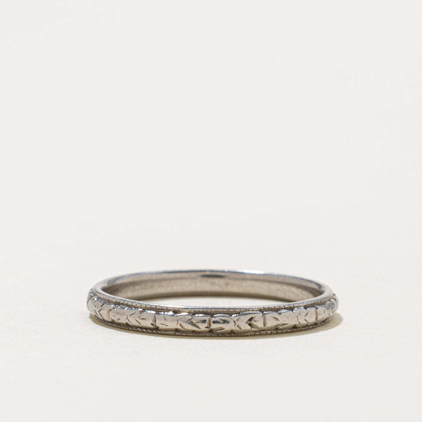 Palladium Engraved Floral Band | 2.50mm | SZ 8.75