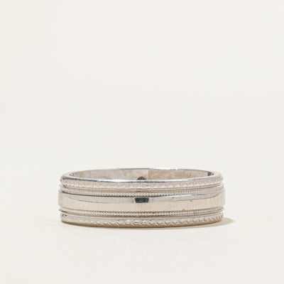 10K White Gold Patterned Band | 6.25mm | SZ 9