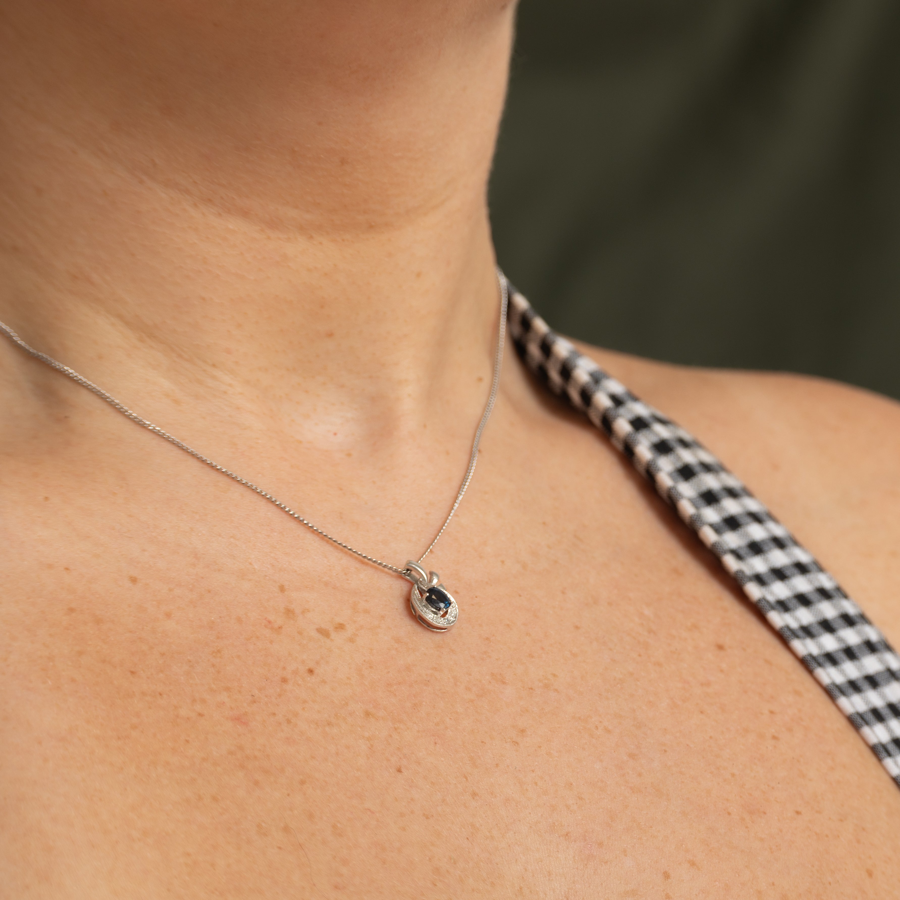 Sapphire & Diamond Pear Shaped Pendant | 0.52ct, 0.02ctw