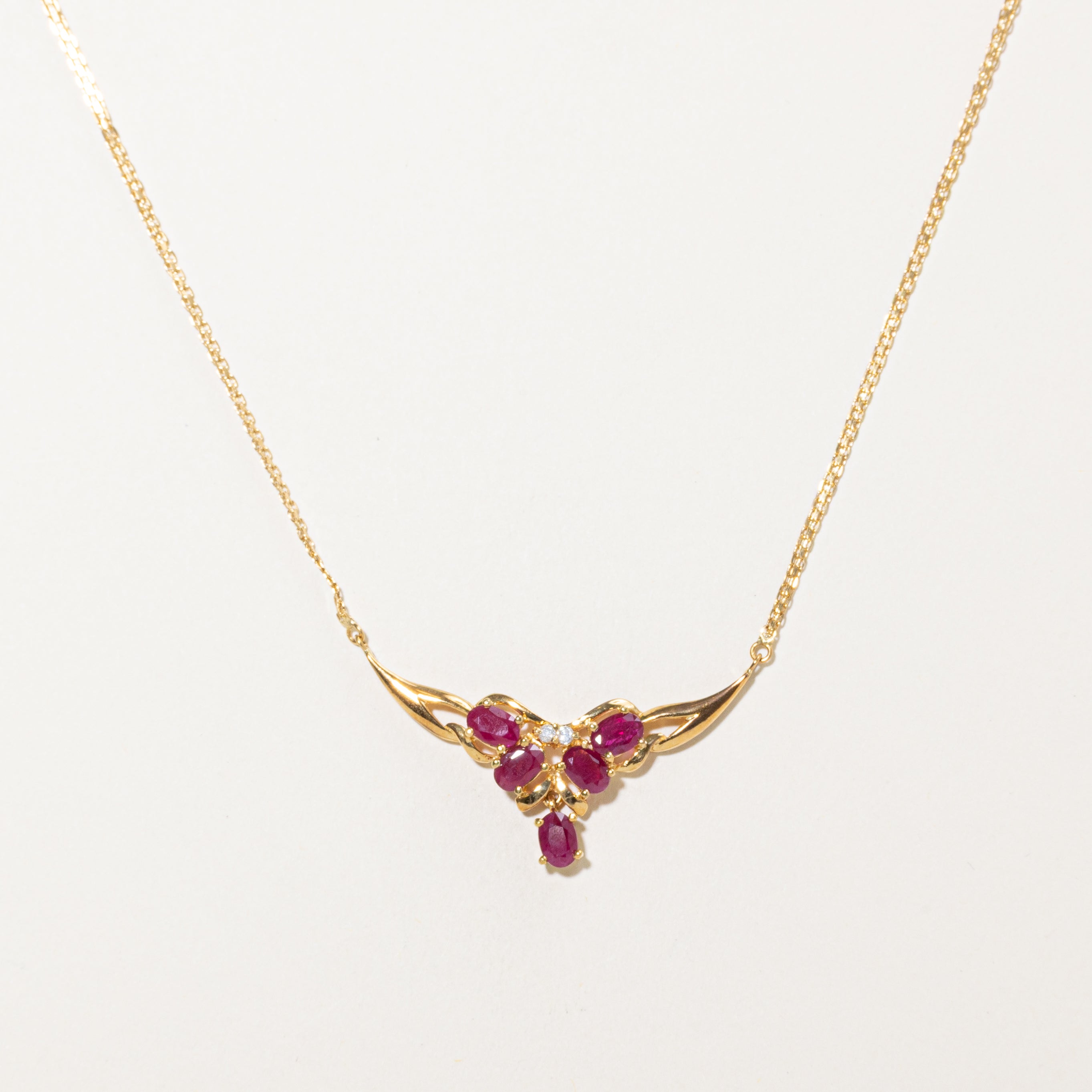 18k Ruby & Diamond Pendant Necklace | 2.00ctw, 0.05ctw | 16"