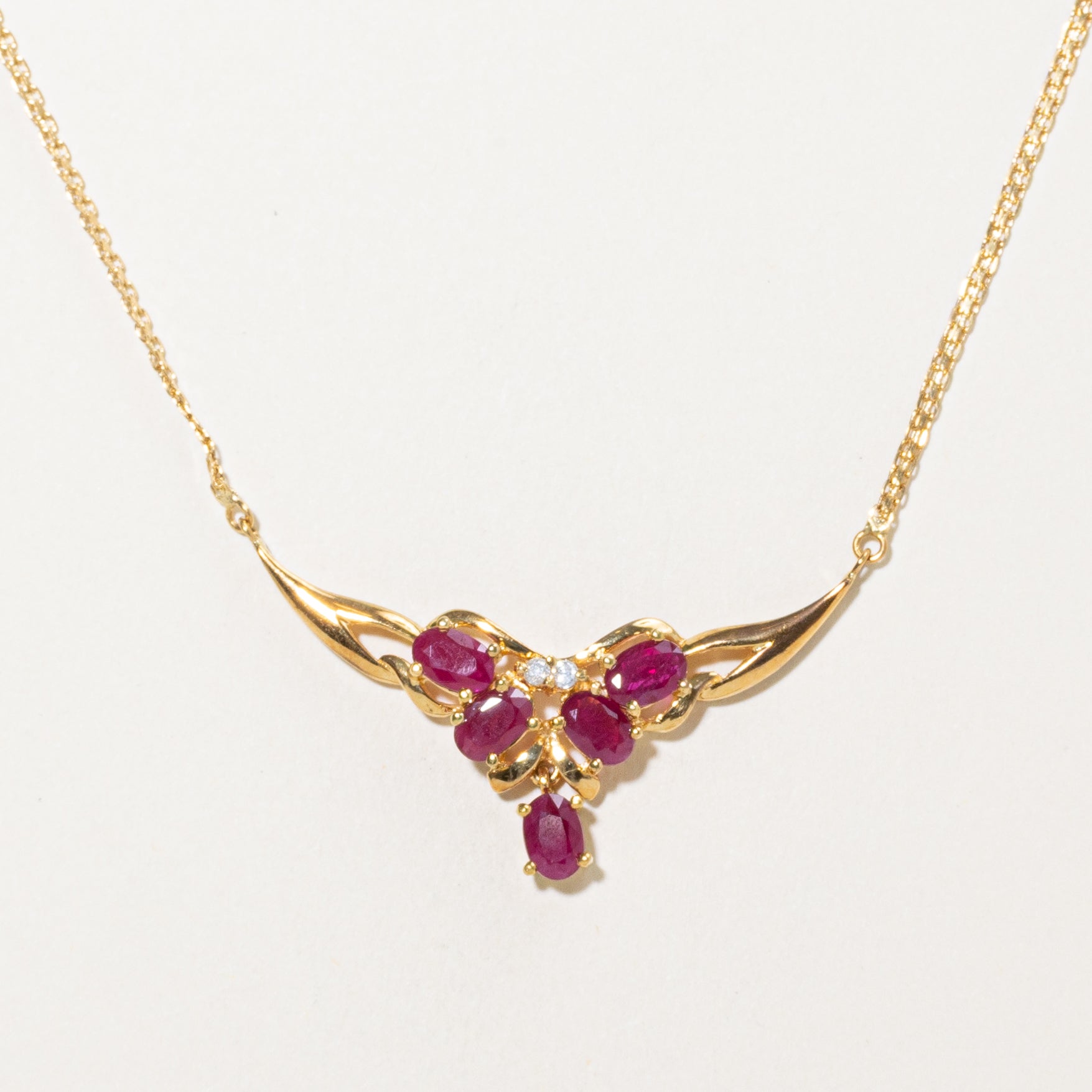 18k Ruby & Diamond Pendant Necklace | 2.00ctw, 0.05ctw | 16"