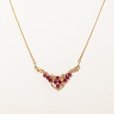 18k Ruby & Zircon Pendant Necklace | 2.00ctw, 0.02ctw | 16