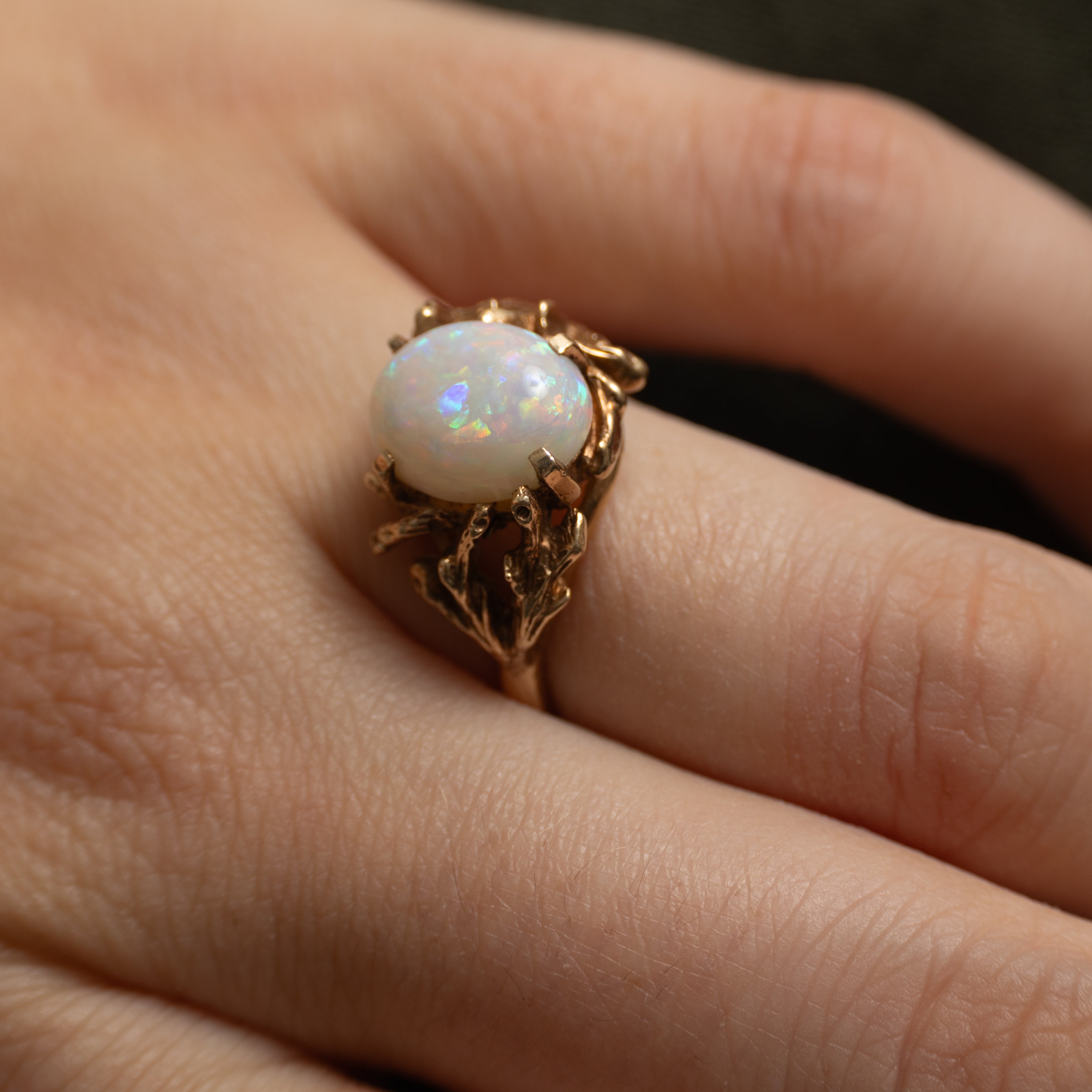 Cabochon Opal Textured Ring | 2.18ct | SZ 8