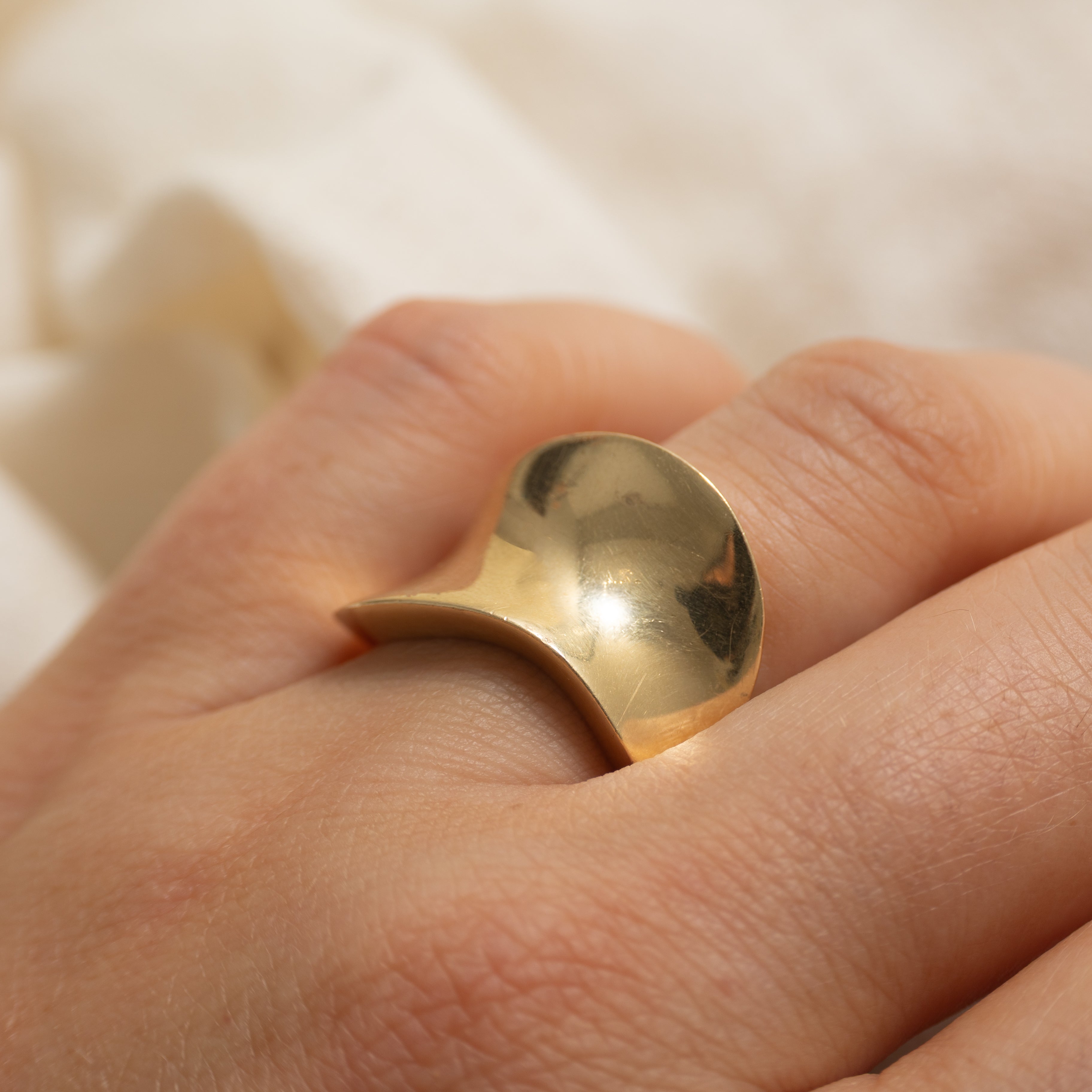 14K Yellow Gold Abstract Wave Ring | SZ 7