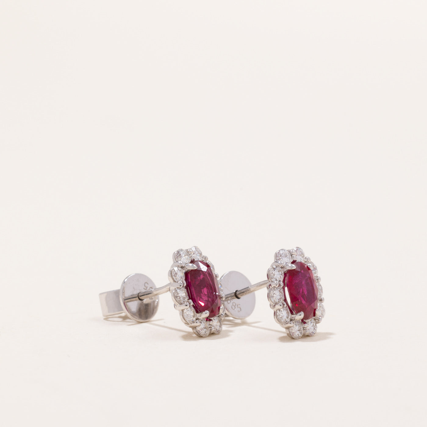 Ruby & Diamond Halo Earrings | 1.00ctw, 0.50ctw |