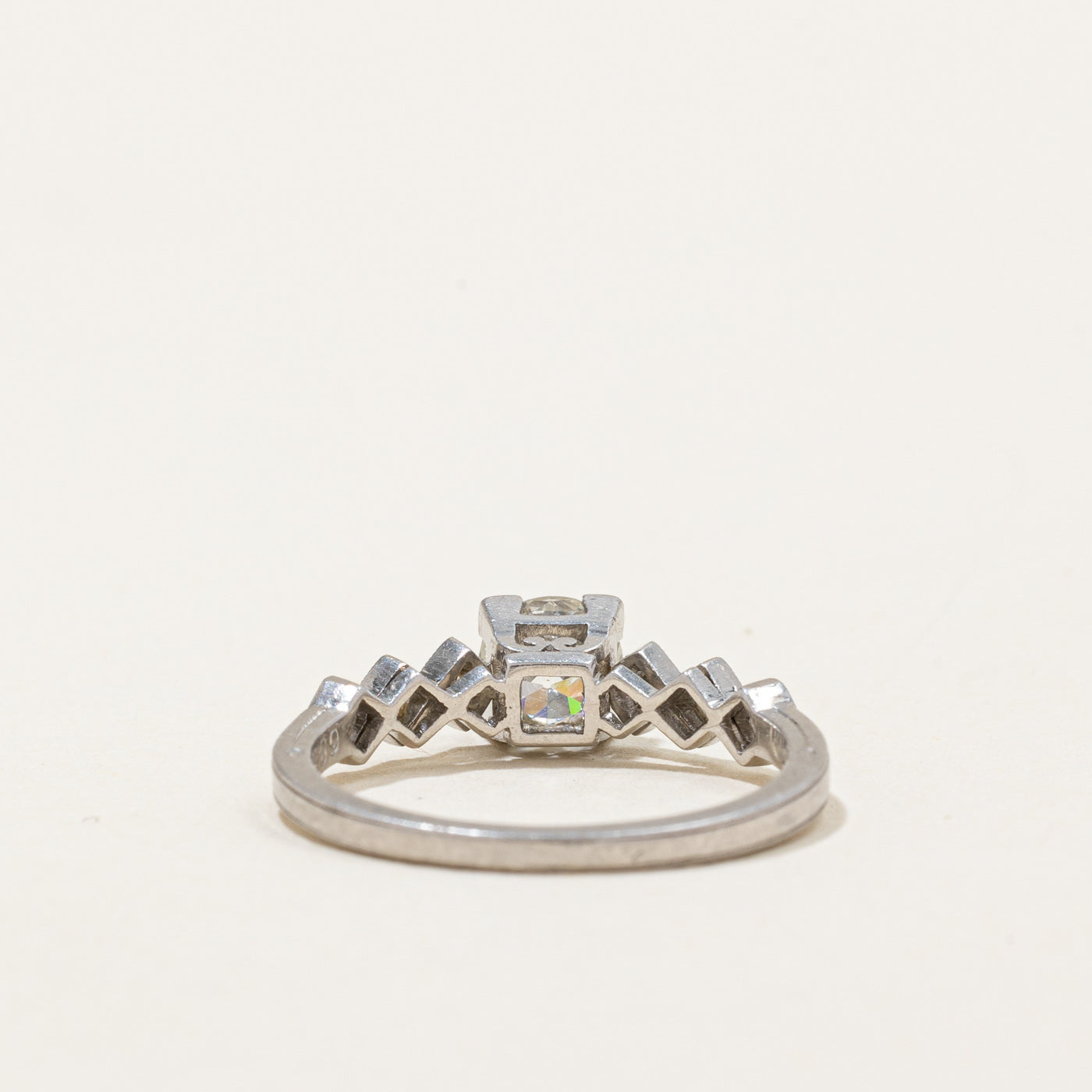 1935 Diamond Art Deco Engraved Engagement Ring | 0.54ctw | SZ 4.5 |