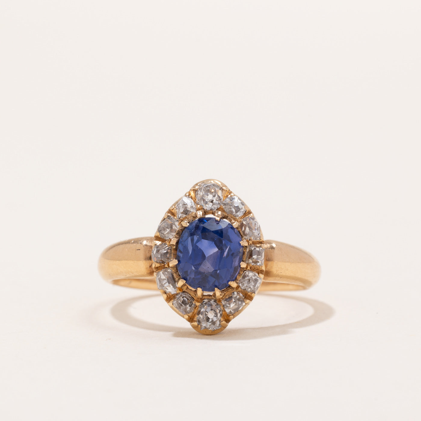 Victorian Colour Changing Sapphire & Diamond Halo Ring | 1.95ct, 0.89ctw | SZ 8.5 |