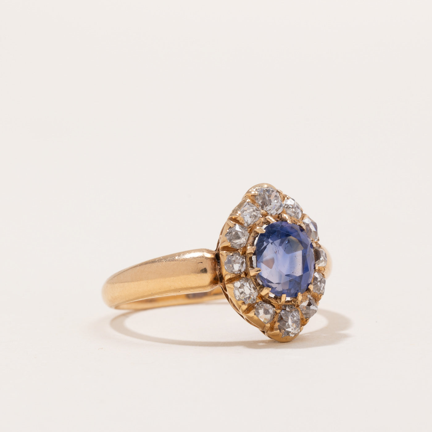 Victorian Colour Changing Sapphire & Diamond Halo Ring | 1.95ct, 0.89ctw | SZ 8.5 |