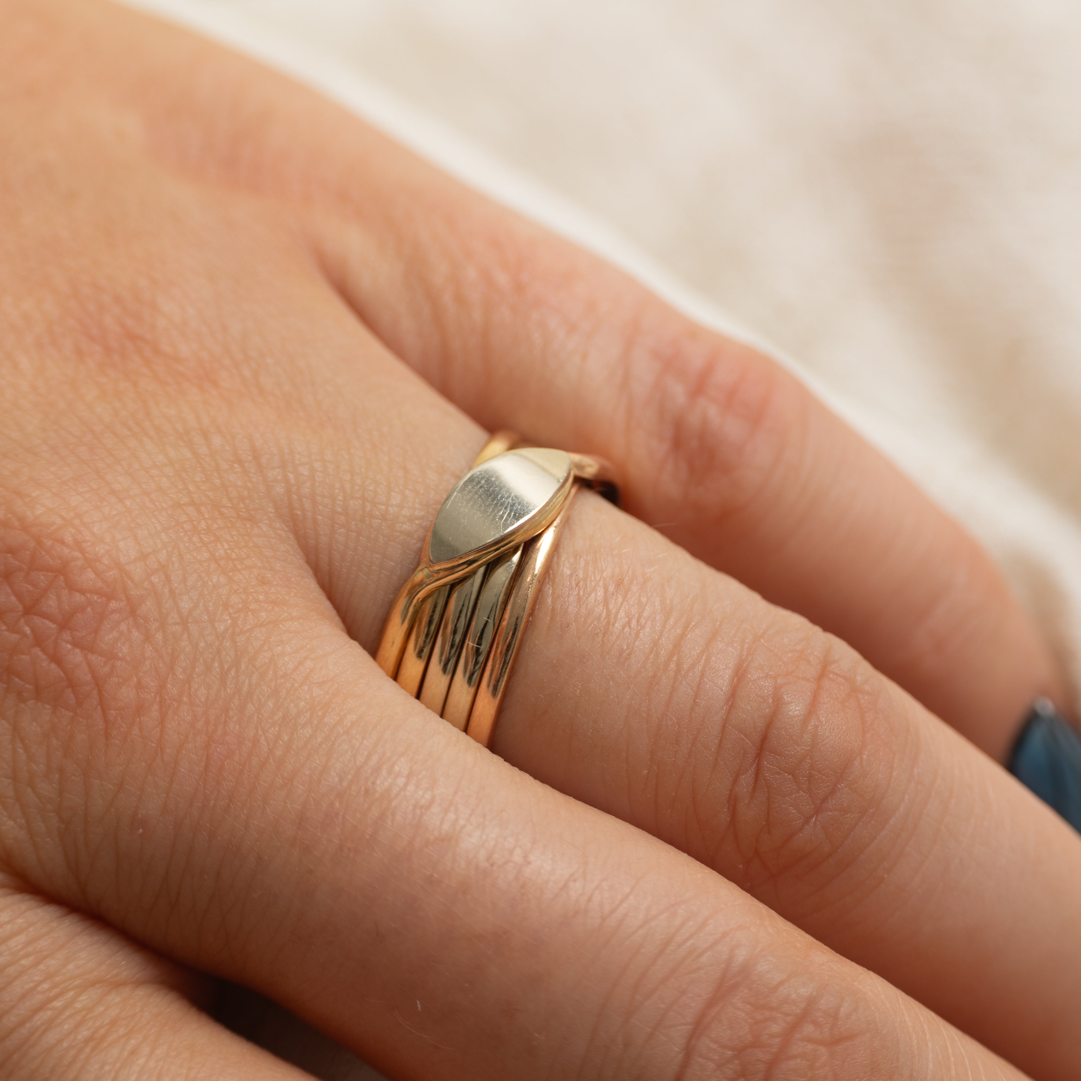 14k Tri Tone Gold Ring with Crossover Design | 7.75 | SZ 10