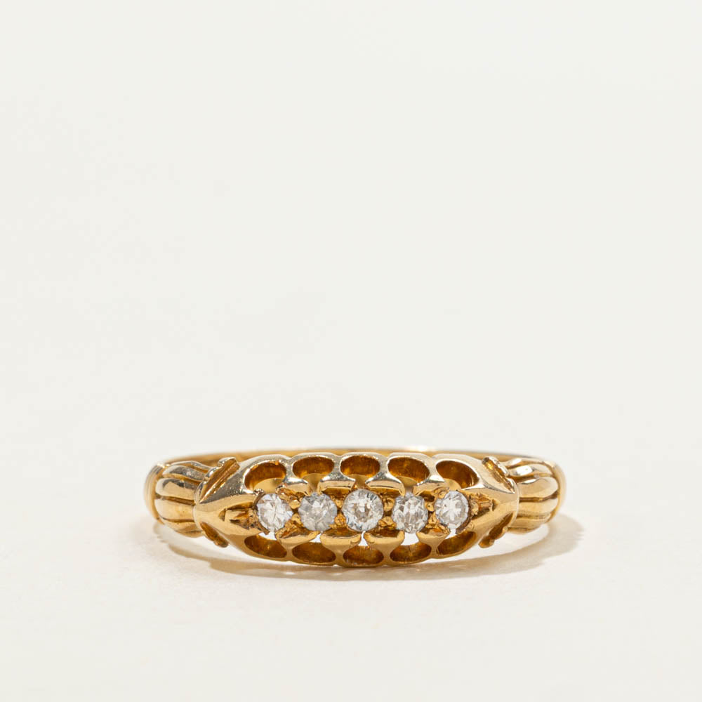 SWG & Co Edwardian 18k Gold Diamond Five-Stone Boat Ring