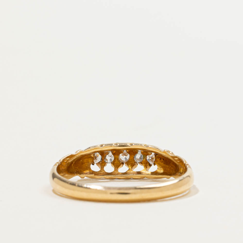 SWG & Co Edwardian 18k Gold Diamond Five-Stone Boat Ring