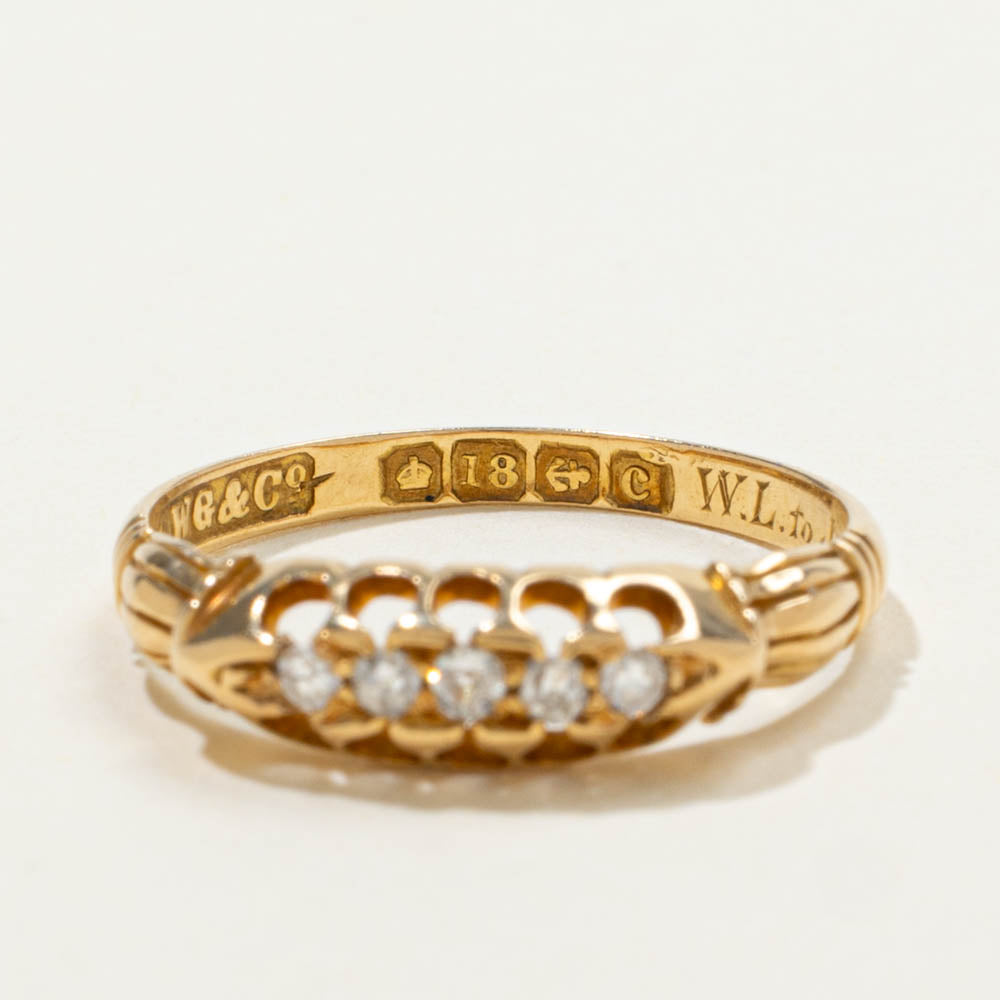 SWG & Co Edwardian 18k Gold Diamond Five-Stone Boat Ring