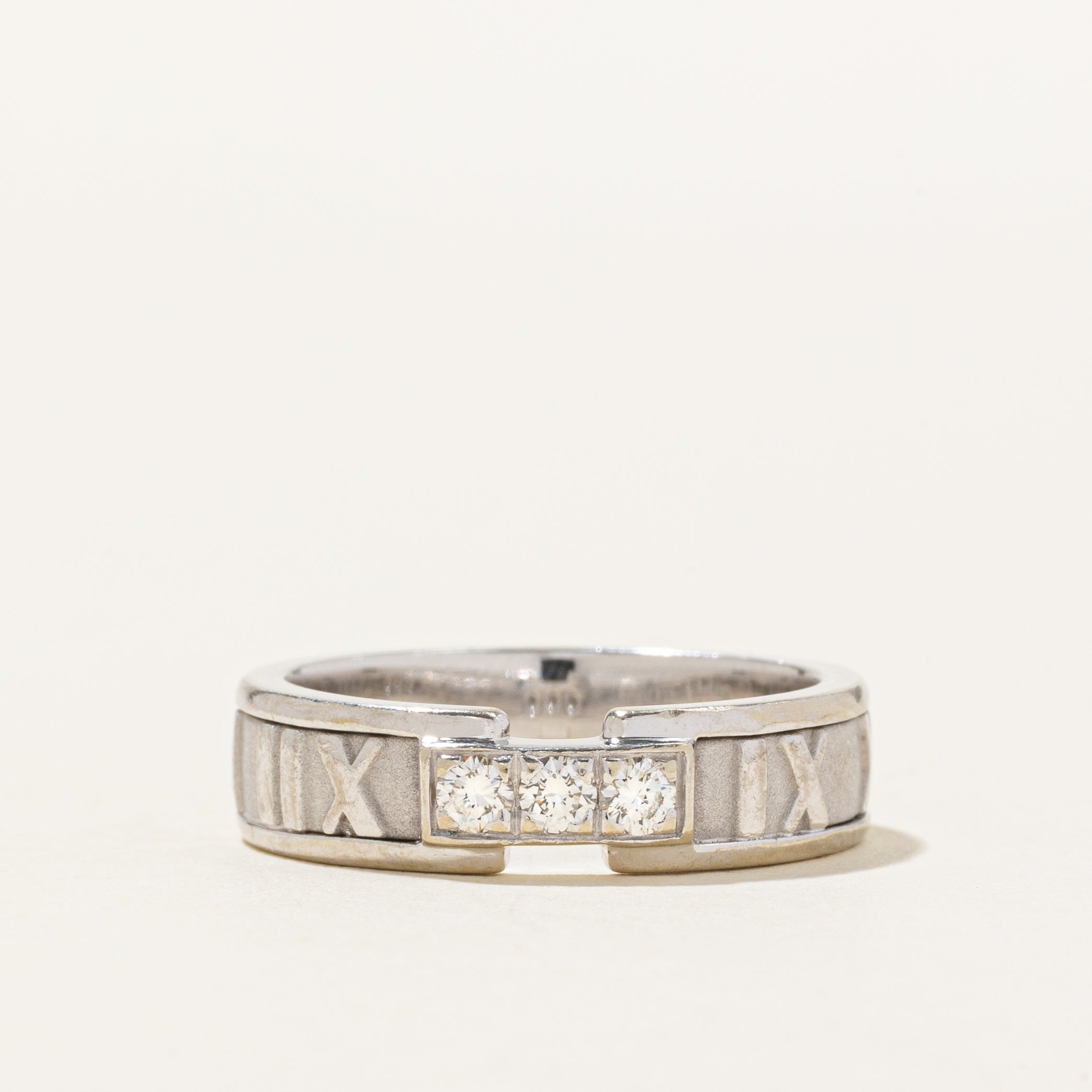 'Tiffany & Co' 1995 Italian 18k Diamond Atlas Ring | 0.18ctw | SZ 7