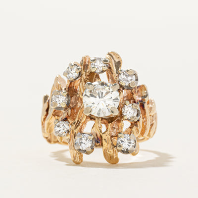 Scattered Diamond Textured Cocktail Ring | 1.50ctw | SZ 7.25