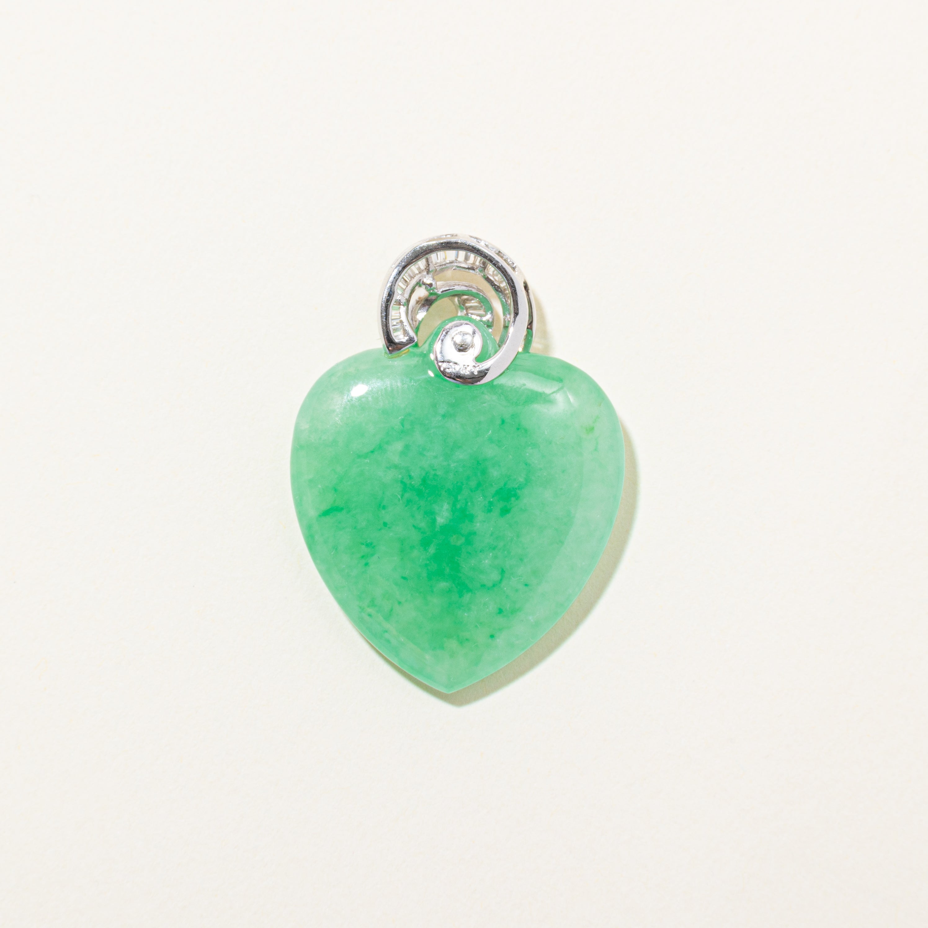 18k Jadeite & Diamond Heart Pendant | 40.00ct, 0.50ctw