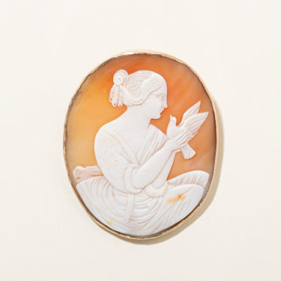 Vintage Cameo Sea Shell Pendant to Brooch | 50.00ct