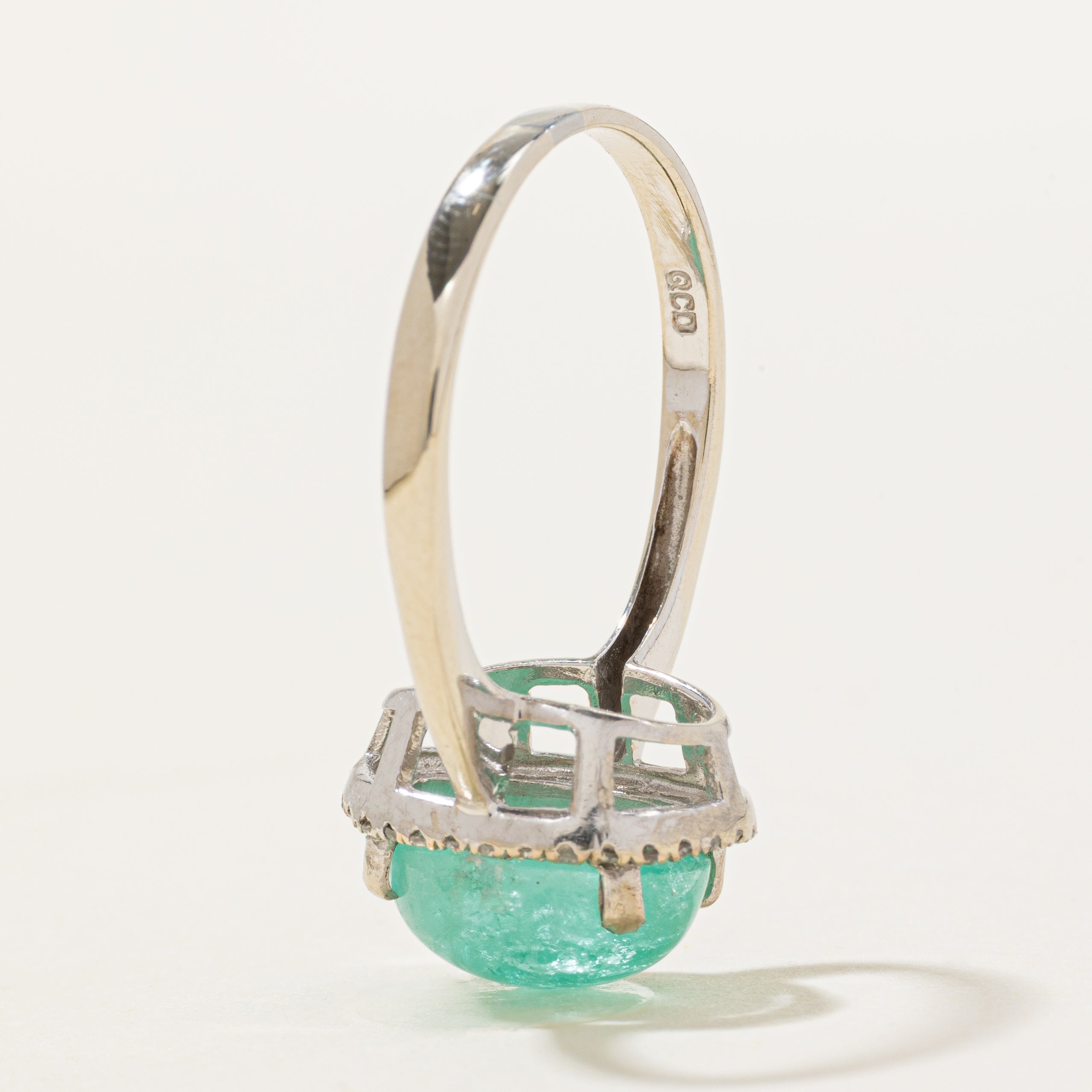 Emerald & Diamond Halo Ring | 3.00ct, 0.09ct | SZ 8