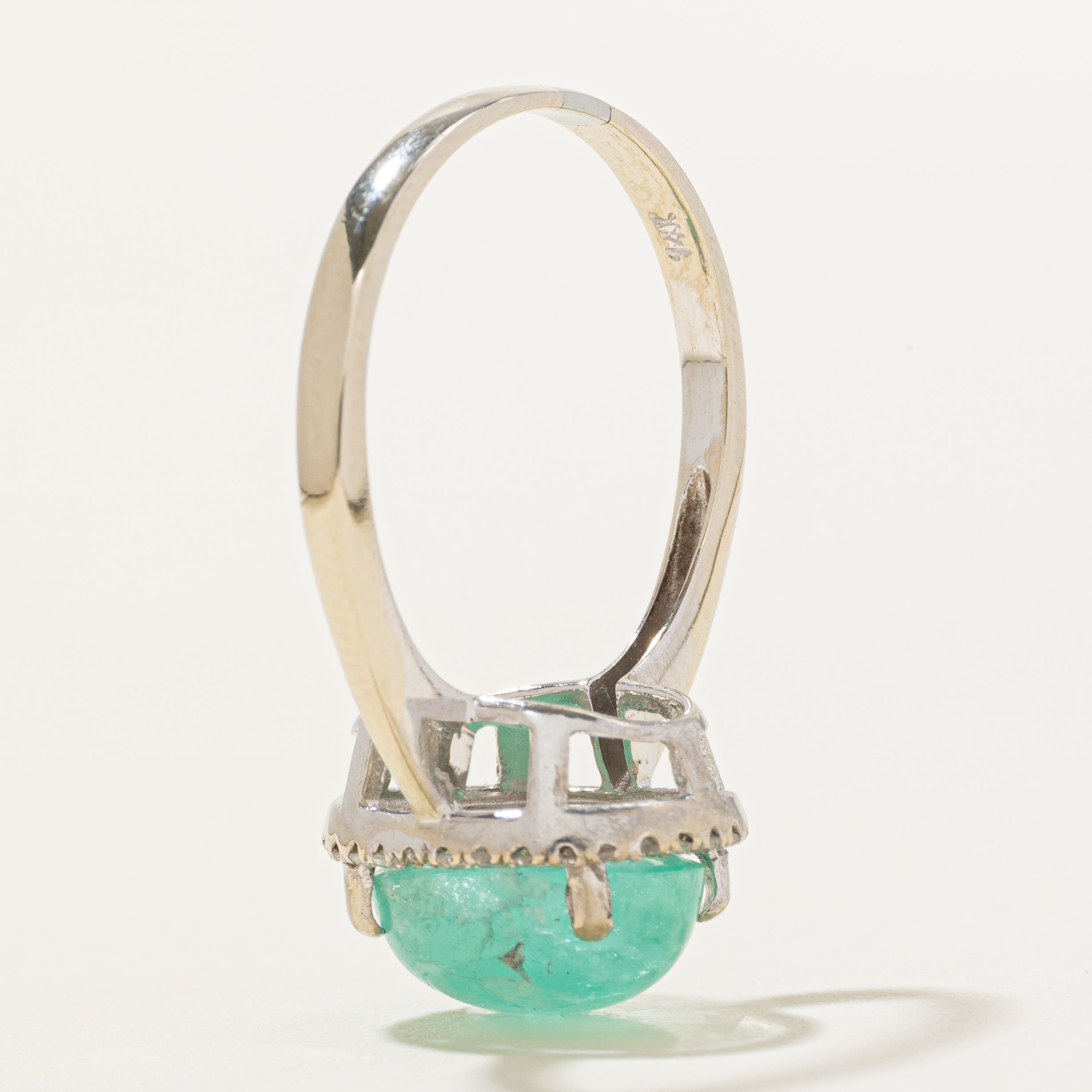 Emerald & Diamond Halo Ring | 3.00ct, 0.09ct | SZ 8