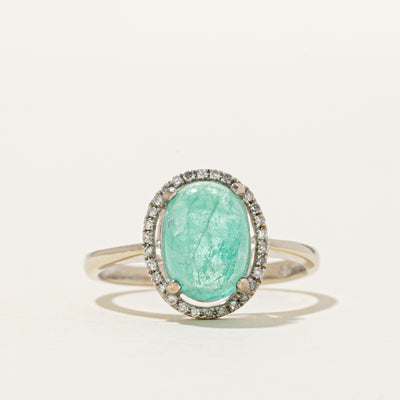 Emerald & Diamond Halo Ring | 3.00ct, 0.09ct | SZ 8