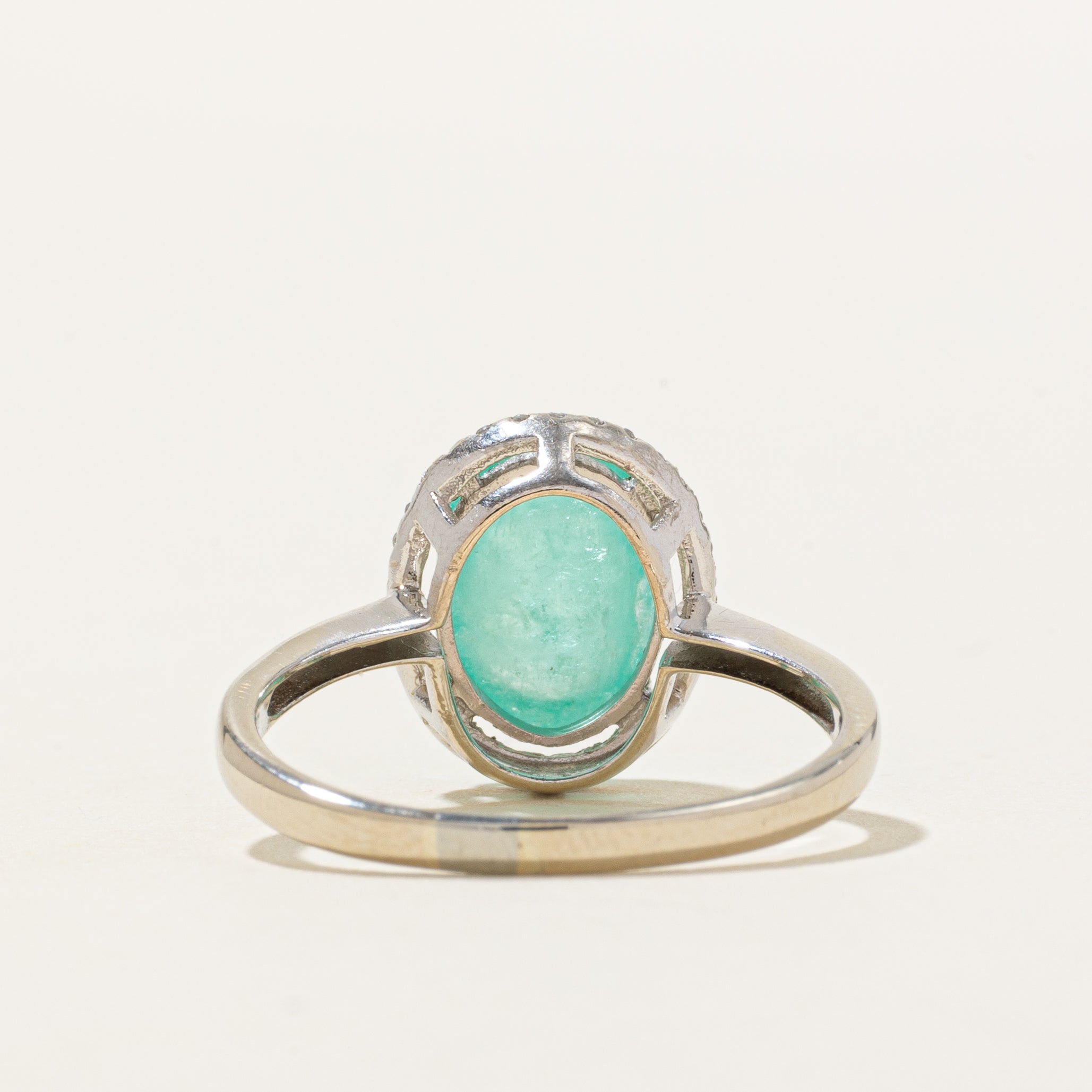 Emerald & Diamond Halo Ring | 3.00ct, 0.09ct | SZ 8