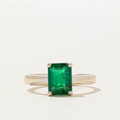 18k Solitaire Vivid Green Emerald Ring | 2.40ct | SZ 8.5