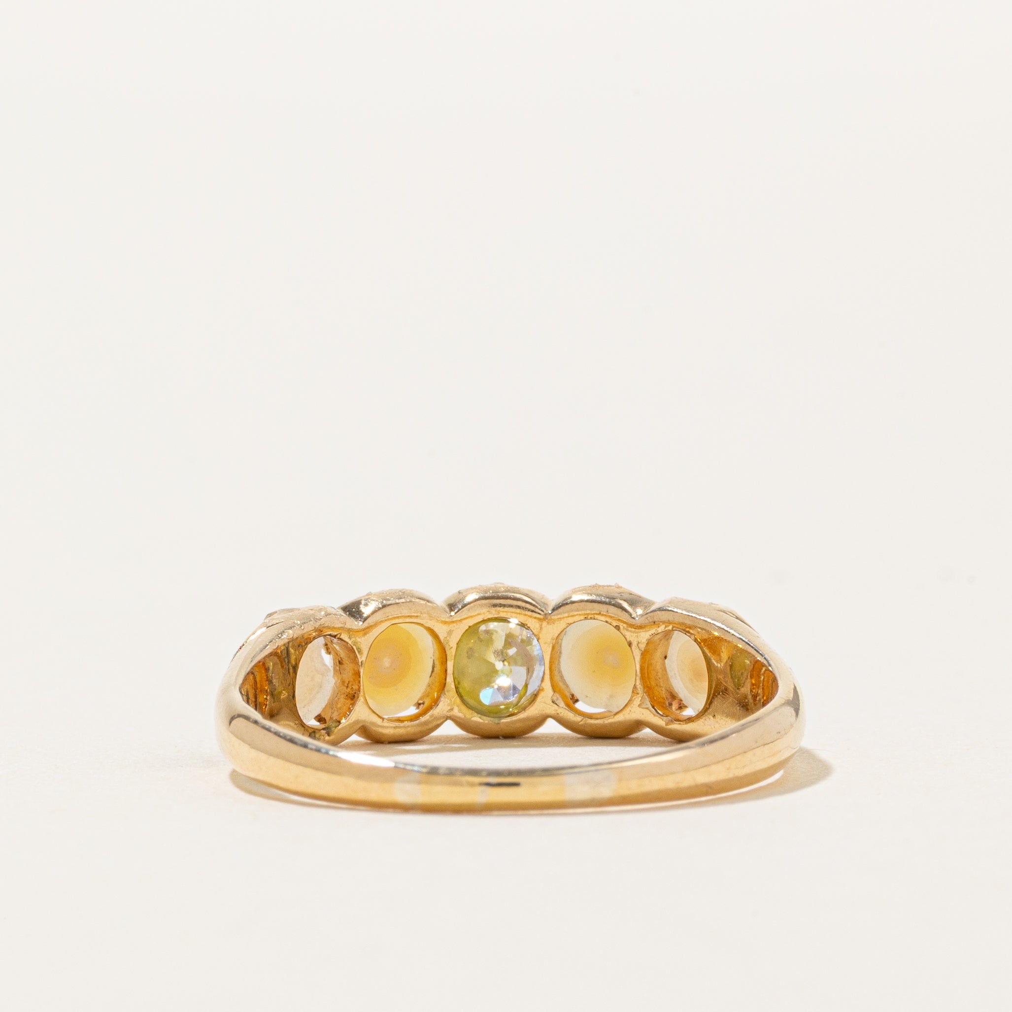 18k Belcher Set Diamond & Mabé Pearl Ring | 0.25ct | SZ 7.25