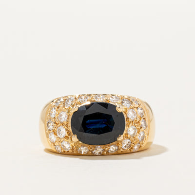 18k East West Sapphire & Diamond Chunky Ring | 2.00ct, 0.60ctw | SZ 5.75