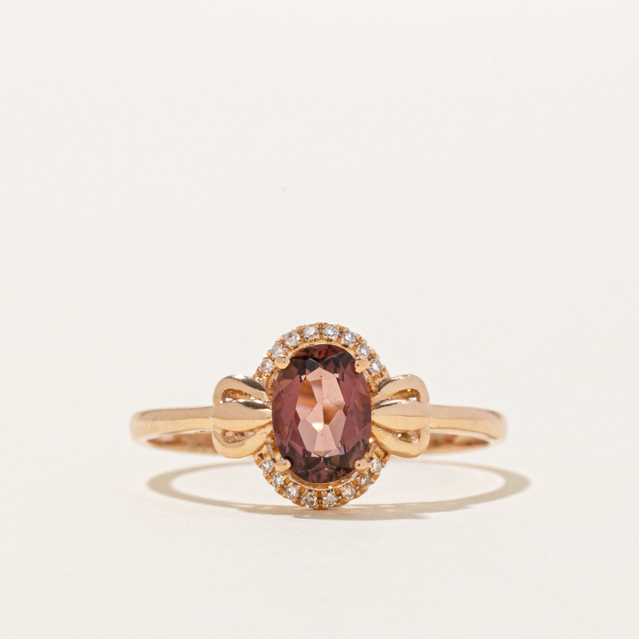 18k Pink Tourmaline & Diamond Halo Ring | 0.80ct, 0.05ctw | SZ 7.75