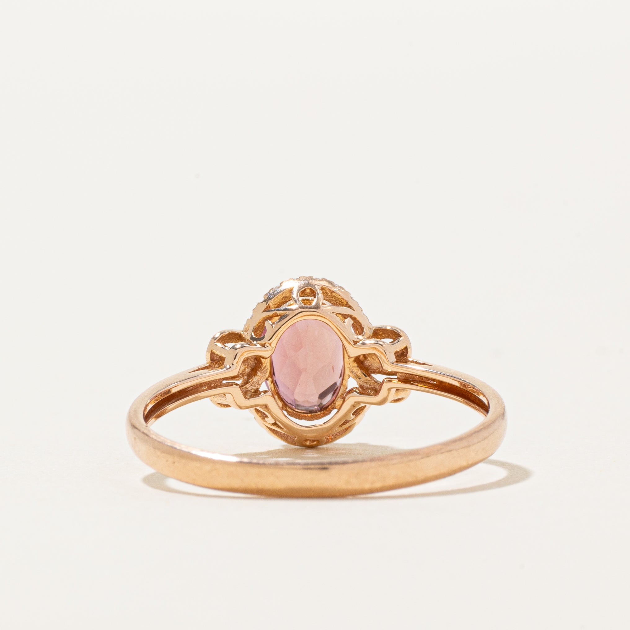 18k Pink Tourmaline & Diamond Halo Ring | 0.80ct, 0.05ctw | SZ 7.75