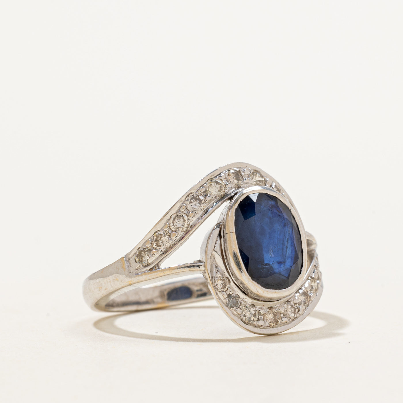 T.K. Anderson's Sapphire and Diamond Bypass Ring | 1.60 ct Sapphire, 0.38ctw DIamonds SZ 7 |