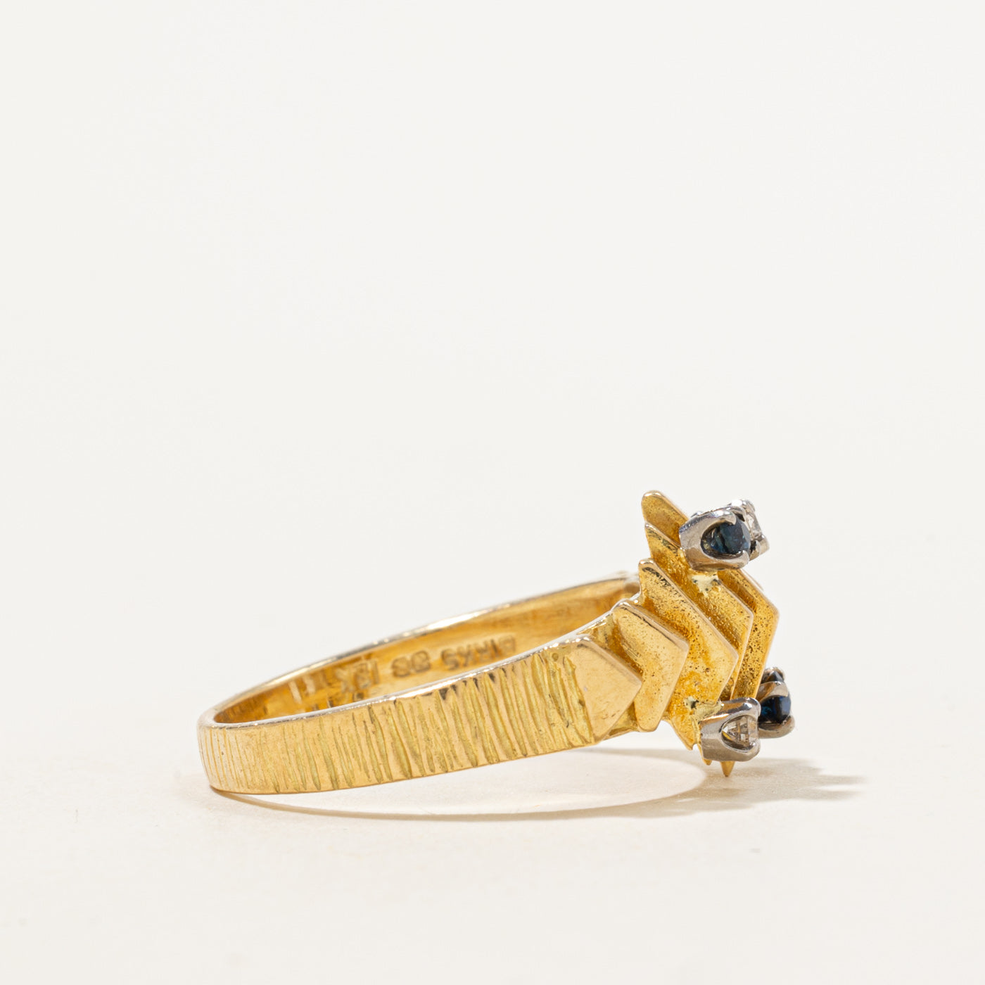 'Birks' Sapphire & Diamond Abstract Ring | 0.14ctw, 0.08ctw | SZ 7.5 |