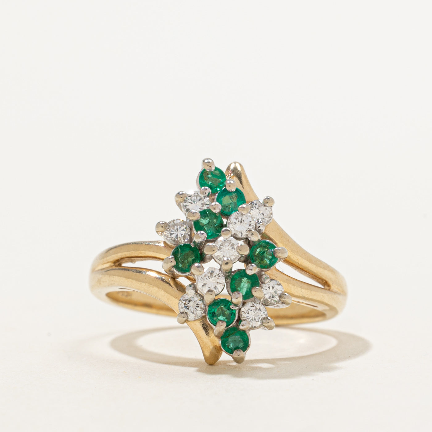 Diamond & Emerald Waterfall Ring | 0.27ctw, 0.18ctw | SZ 6.75 |