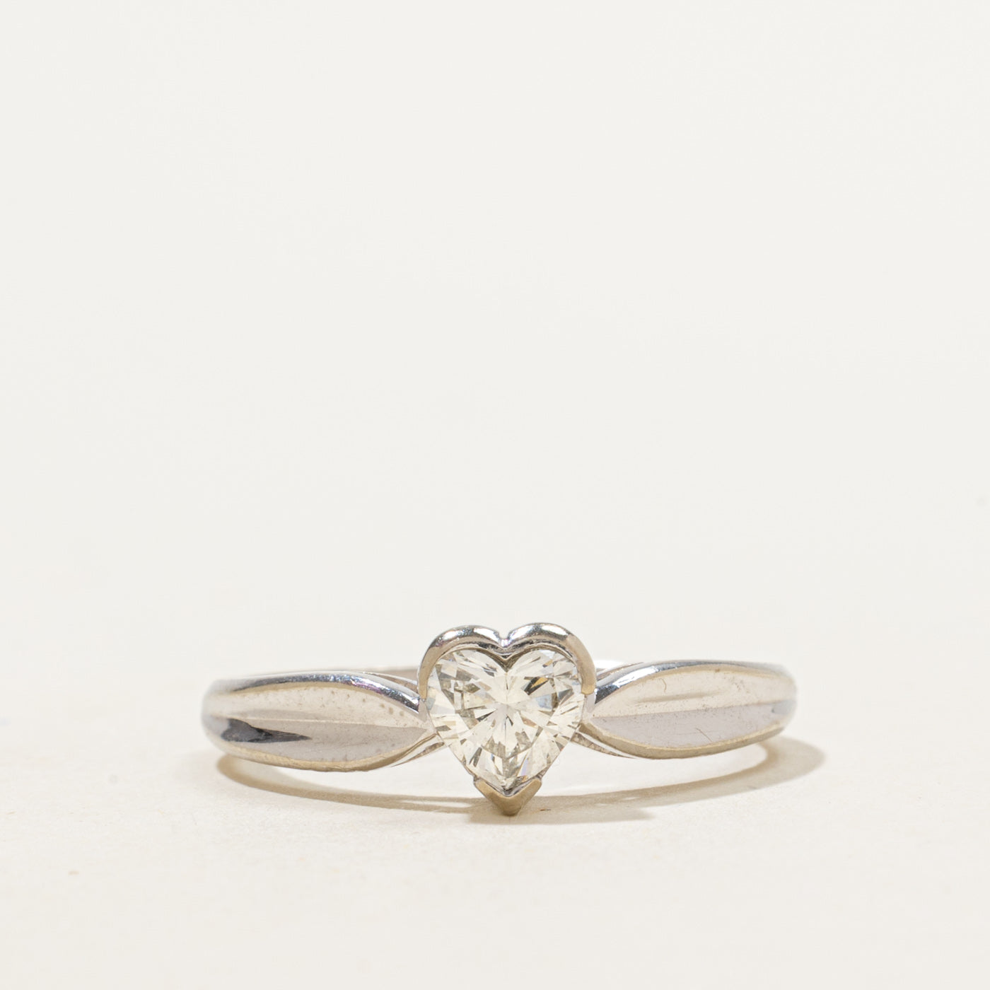 Bague en or avec diamant en forme de cœur | 0,40 ct | Taille 7 | 