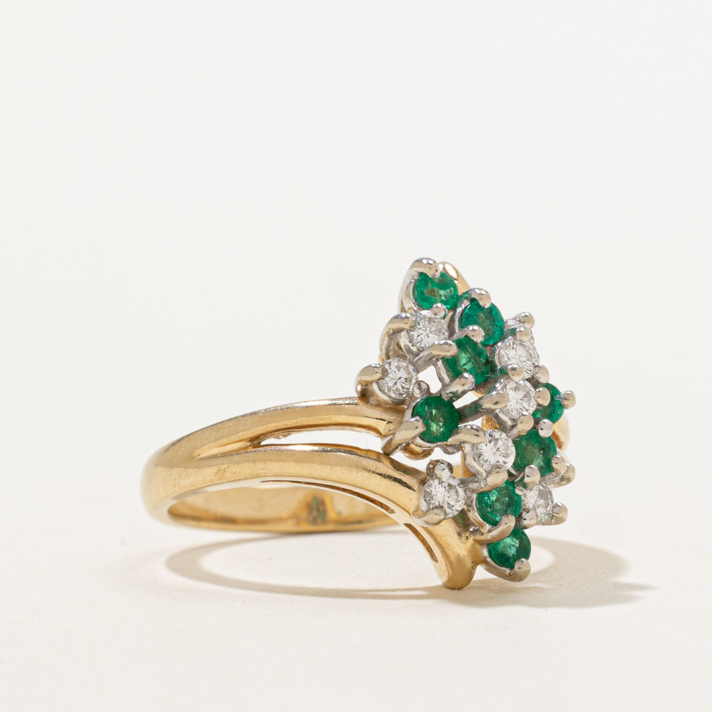 Diamond & Emerald Waterfall Ring | 0.27ctw, 0.18ctw | SZ 6.75 |