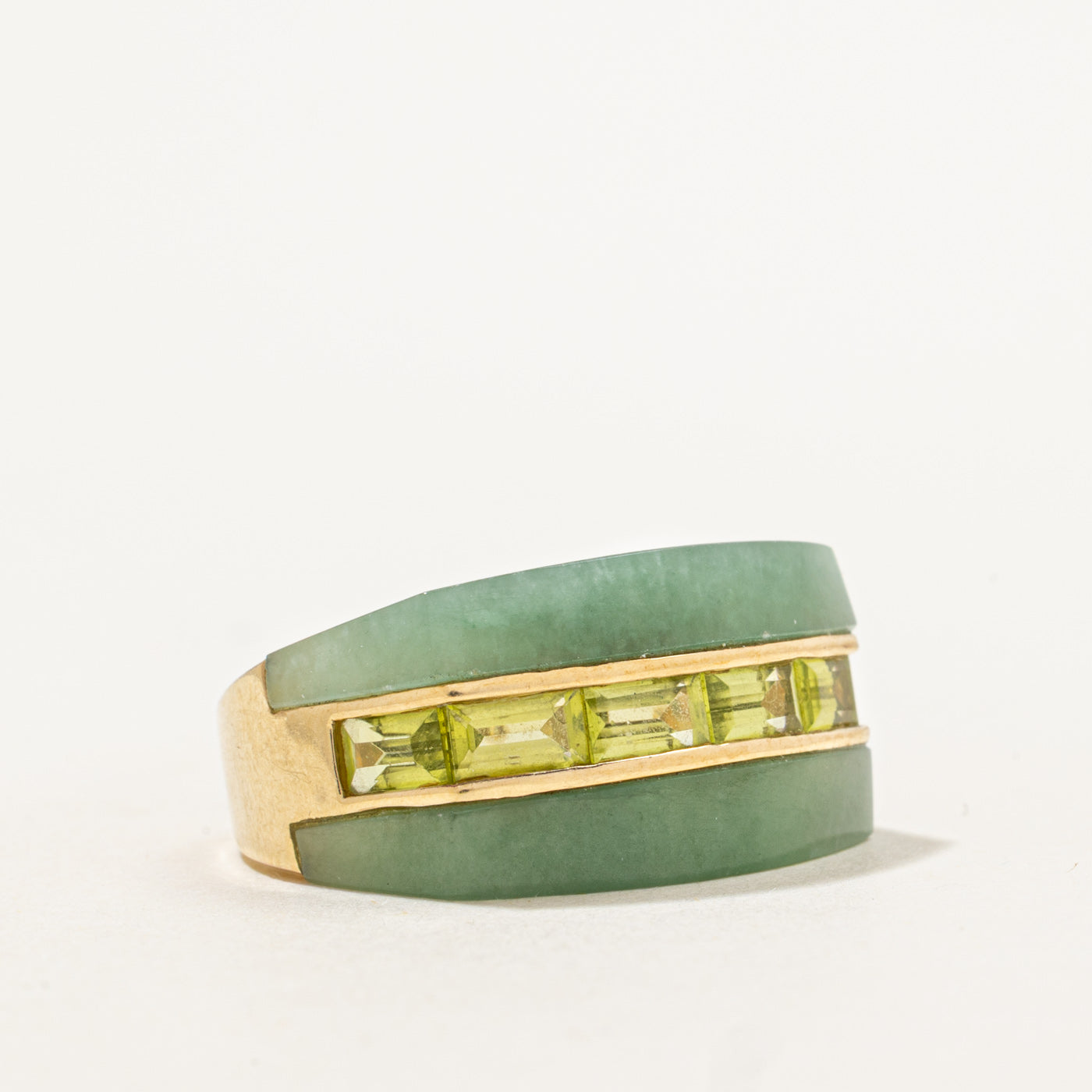 Jadeite and Peridot 14k Ring | 5.0ctw, 1.2ctw  | SZ 8 |
