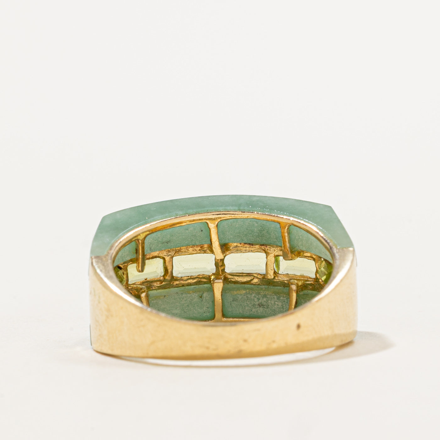 Jadeite and Peridot 14k Ring | 5.0ctw, 1.2ctw  | SZ 8 |