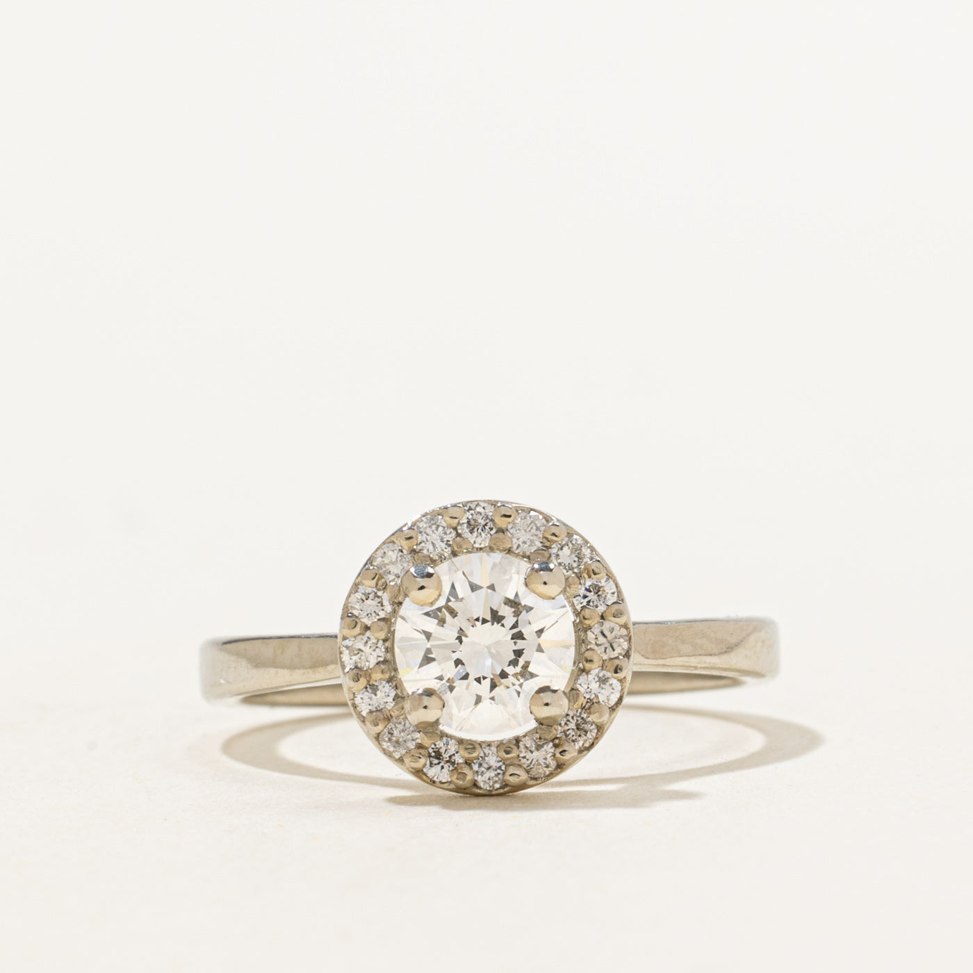 '100 Ways' GIA Certified Diamond Halo 18k Ring | 0.71 ct SI1 G, 0.16ctw | SZ 5.75