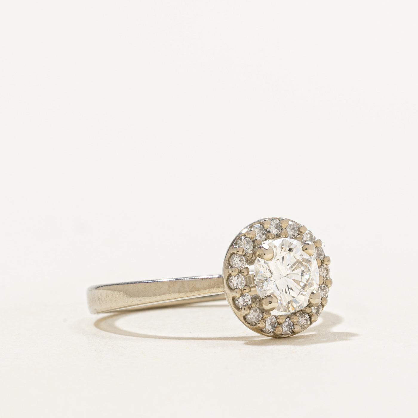 '100 Ways' GIA Certified Diamond Halo 18k Ring | 0.71 ct SI1 G, 0.16ctw | SZ 5.75