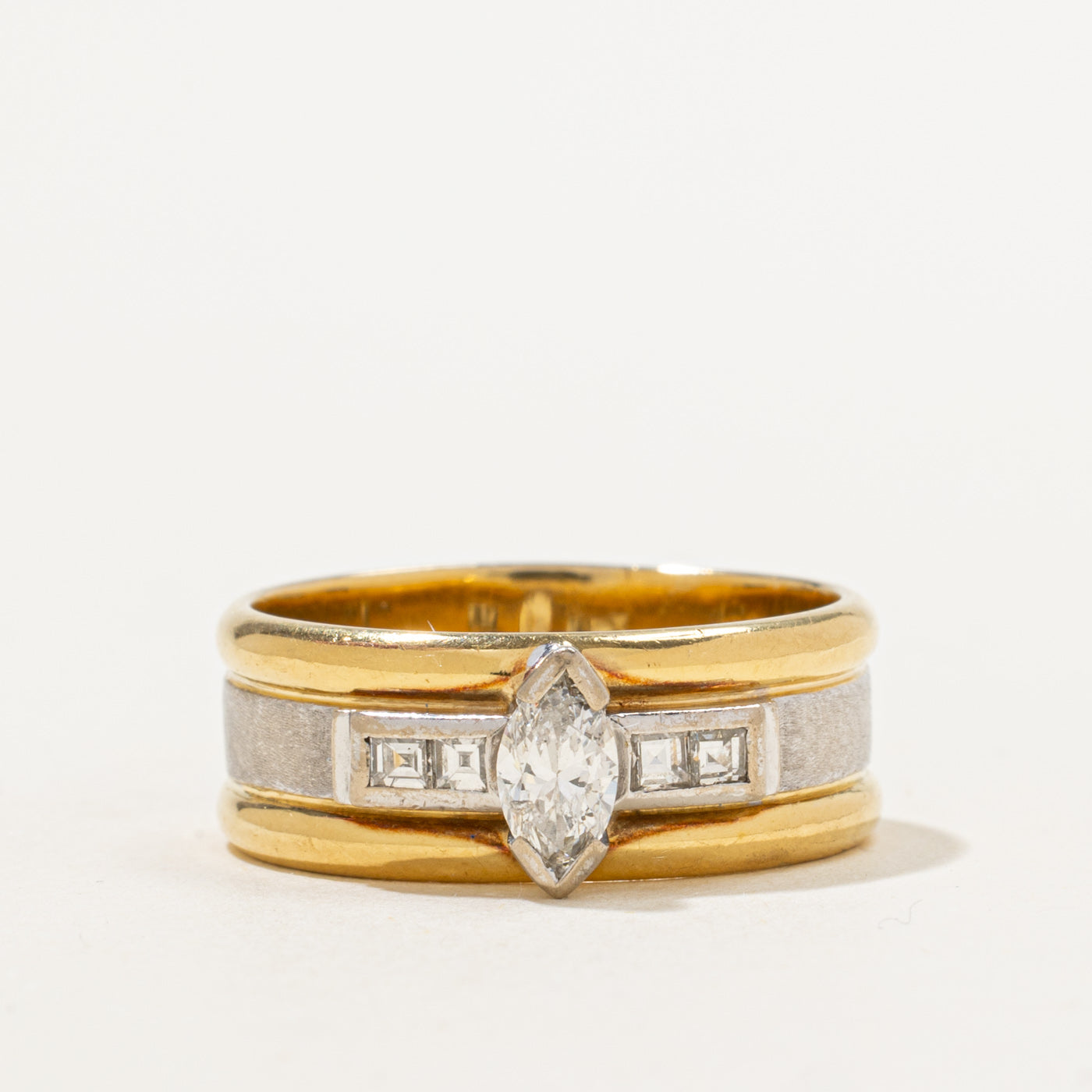 Two Tone Marquise Diamond Ring | 0.69ctw | SZ 8.25 |