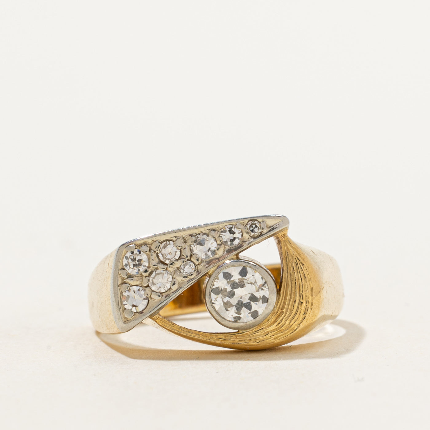 Bague en diamant style ancien européen sur mesure des années 1970 | 0,40 ct | Taille 6,5 | 