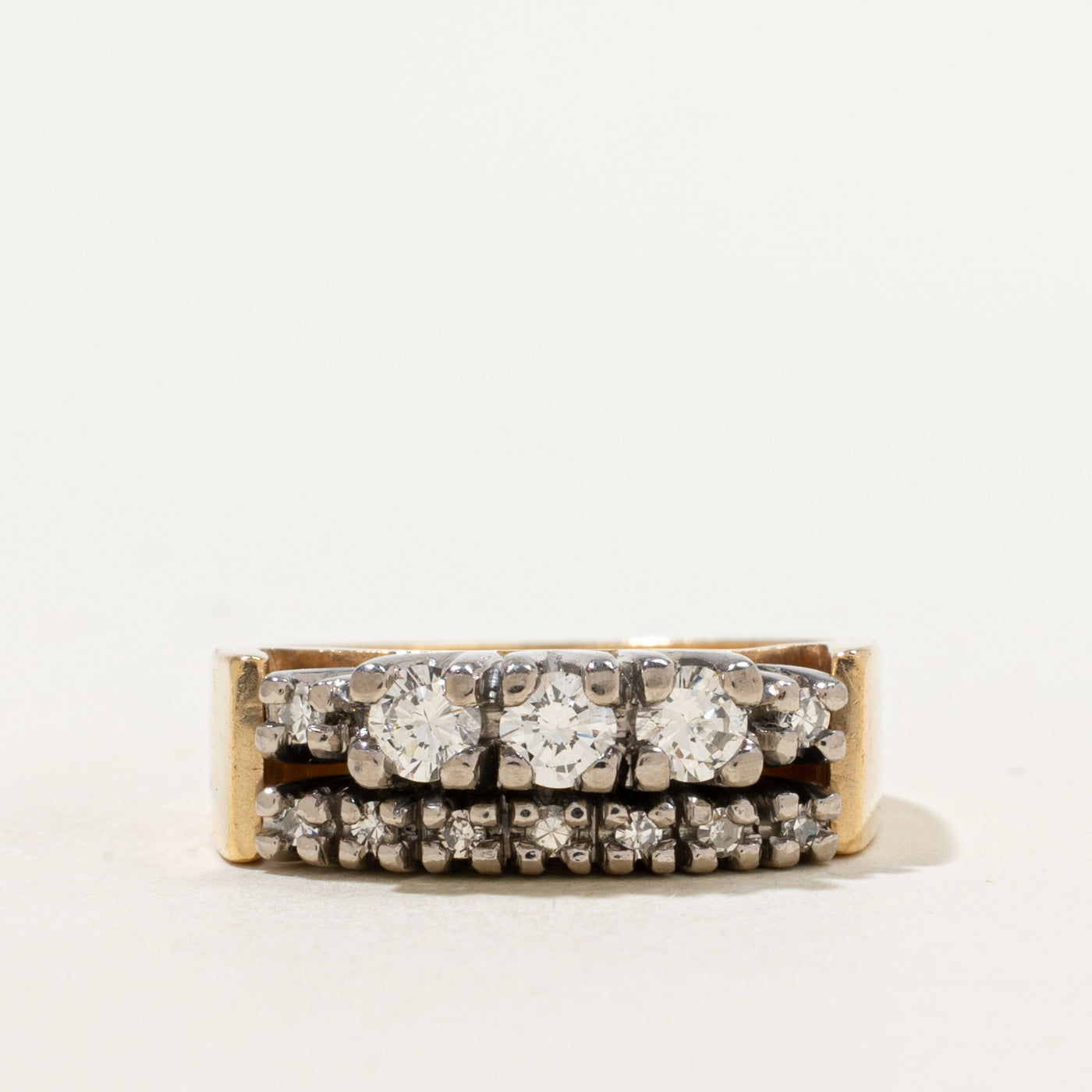Bague double rangée de diamants | 0,57 ct | Taille 7 | 